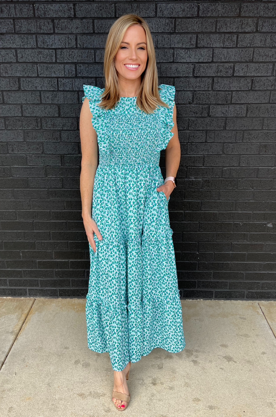 Smocked Floral Print Nursing Midi Dress Smocked Nursing Dress | Cute, Non-Clingy Styles | Nursing Queen