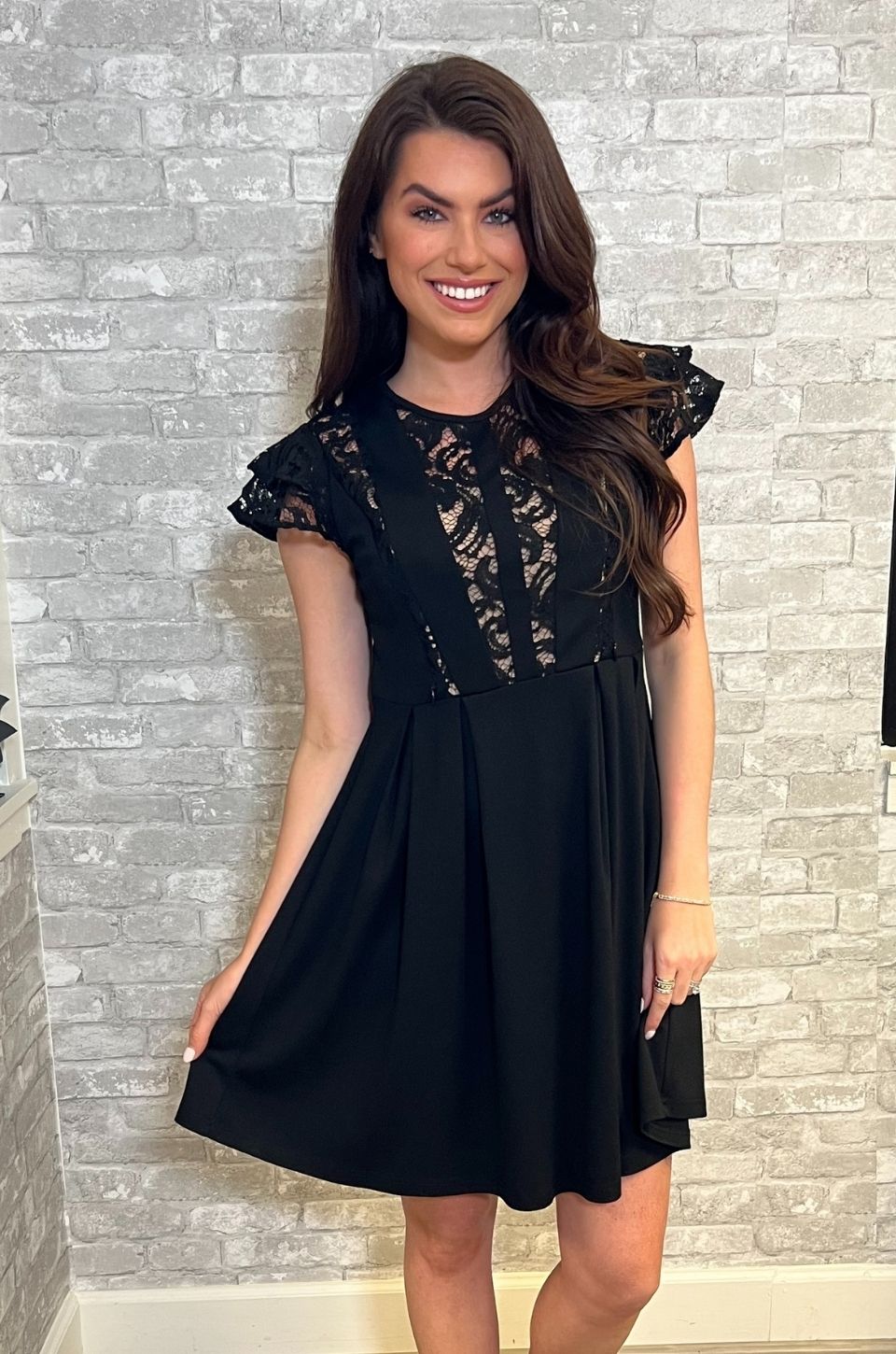 knee length dresses for ladies Cute A Line V Neck Lace Layered Black Homecoming Dresses Short Prom Dr –  abcprom main image 1