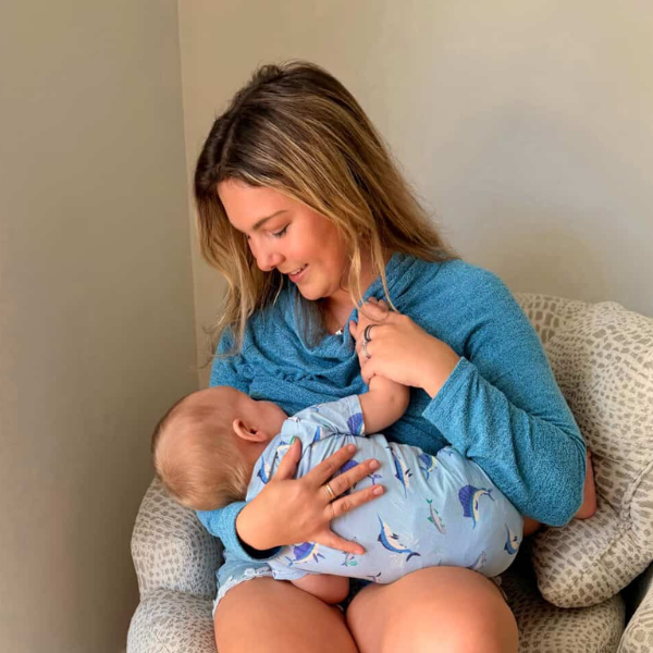 Hidden access in Nursing Queen breastfeeding top for nursing and pumping moms