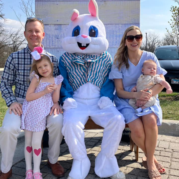 Family with Easter bunny