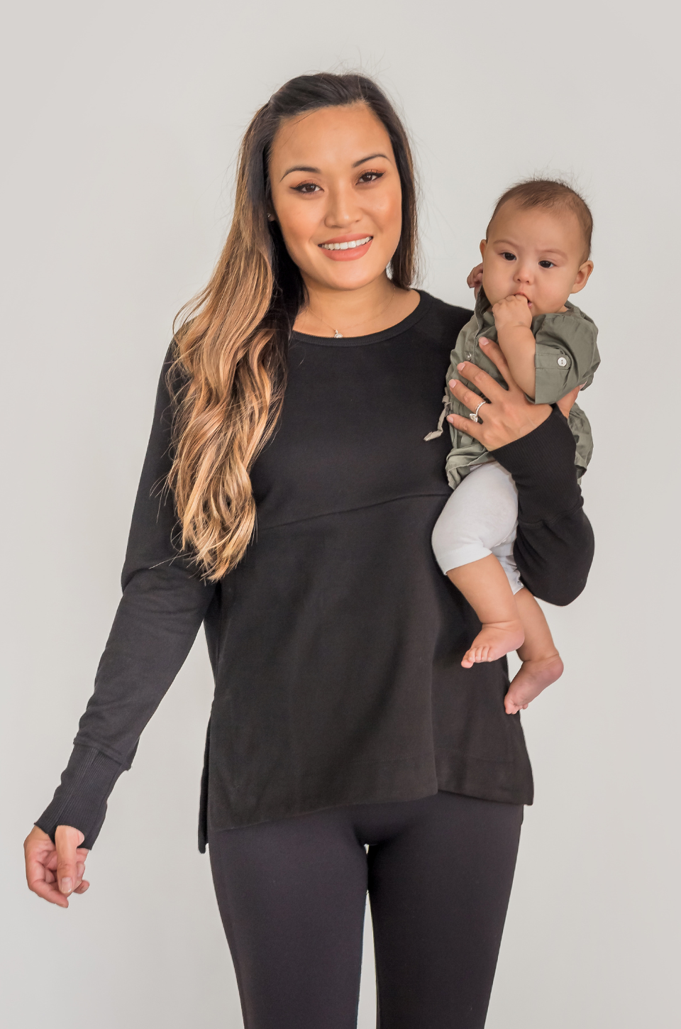 Black yoga nursing tunic