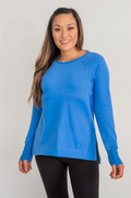 Blue nursing tunic sweatshirt with zipper access