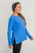 Yoga tunic in blue with nursing access