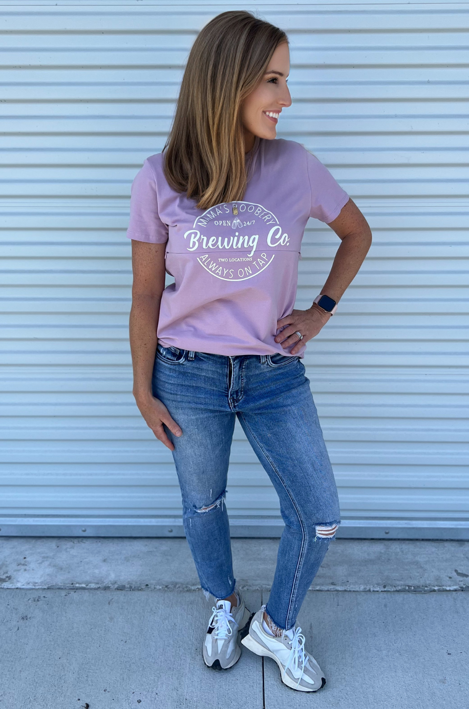 Mama's Boobery Nursing Tshirt Lilac Nursing Queen