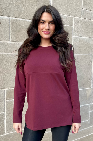 Burgundy tunic for breastfeeding