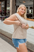 Cap sleeve nursing top in tan
