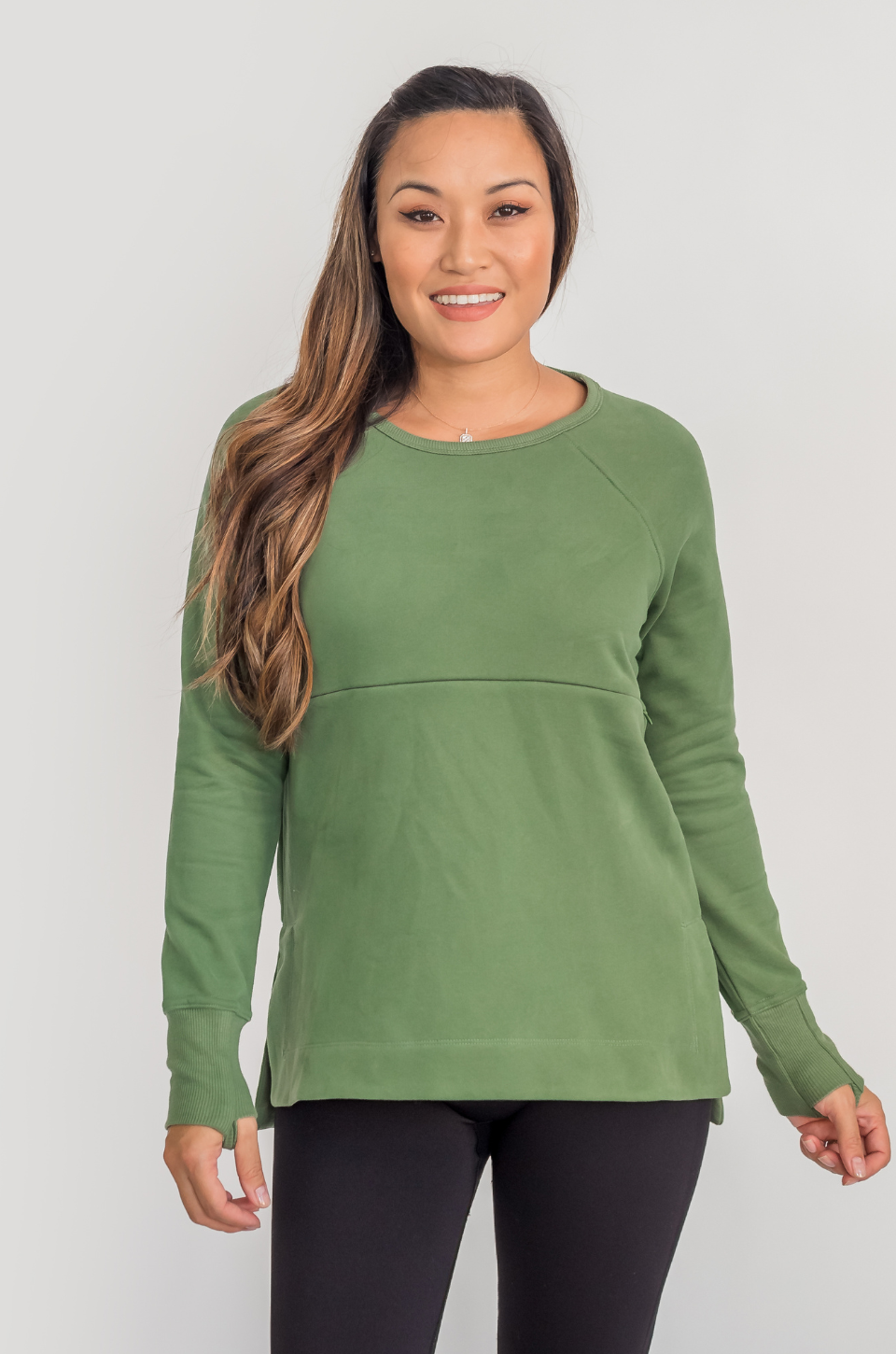 Fern green nursing and pumping sweatshirt