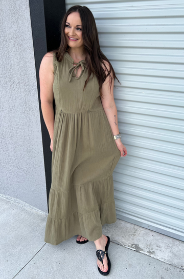 Gauze midi in olive