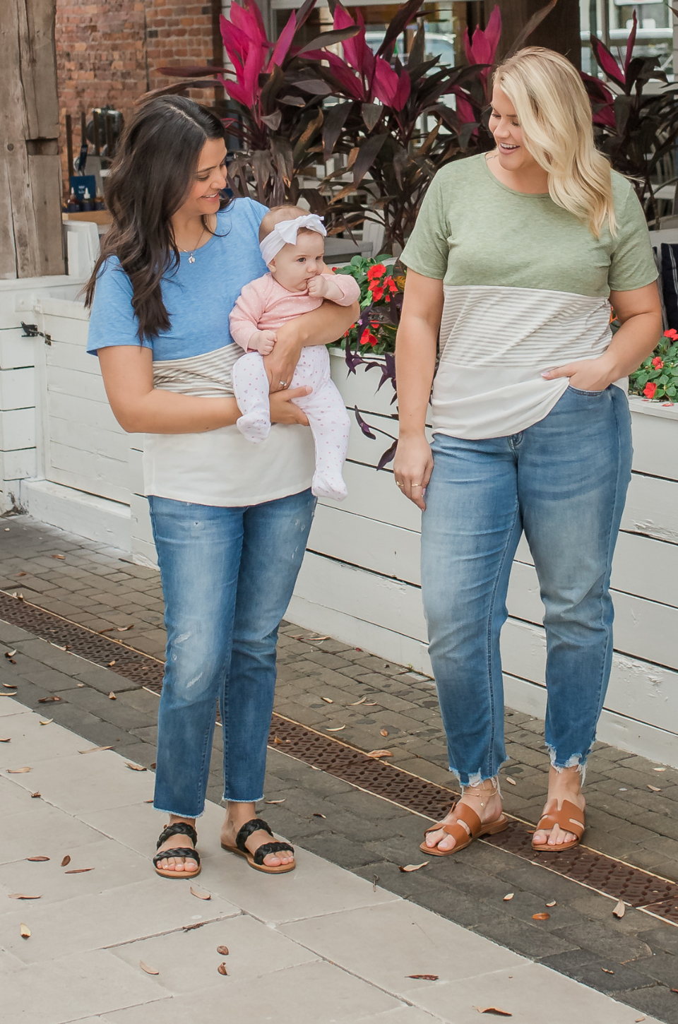 3 block green and 3 block blue nursing shirt
