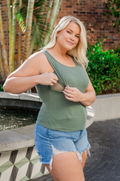 Green ribbed nursing tank