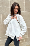 Light gray oversized breastfeeding sweatshirt