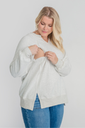 light gray oversized nursing sweatshirt