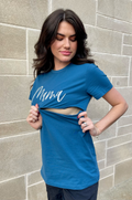 Blue mama tshirt with zipper nursing access