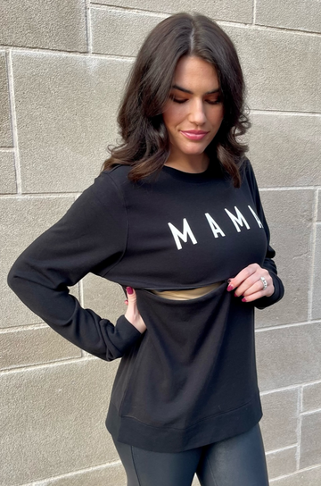 Mama sweatshirt in black with white letters