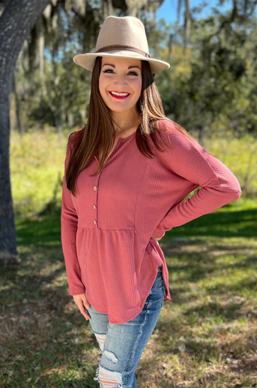 Mauve nursing waffle tunic