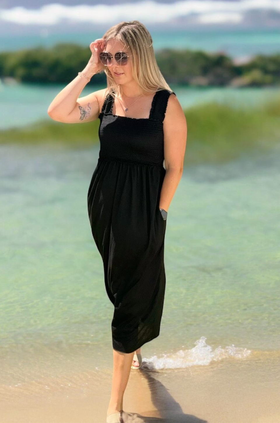 Nursing Midi Dress - Smocked Black 2.0