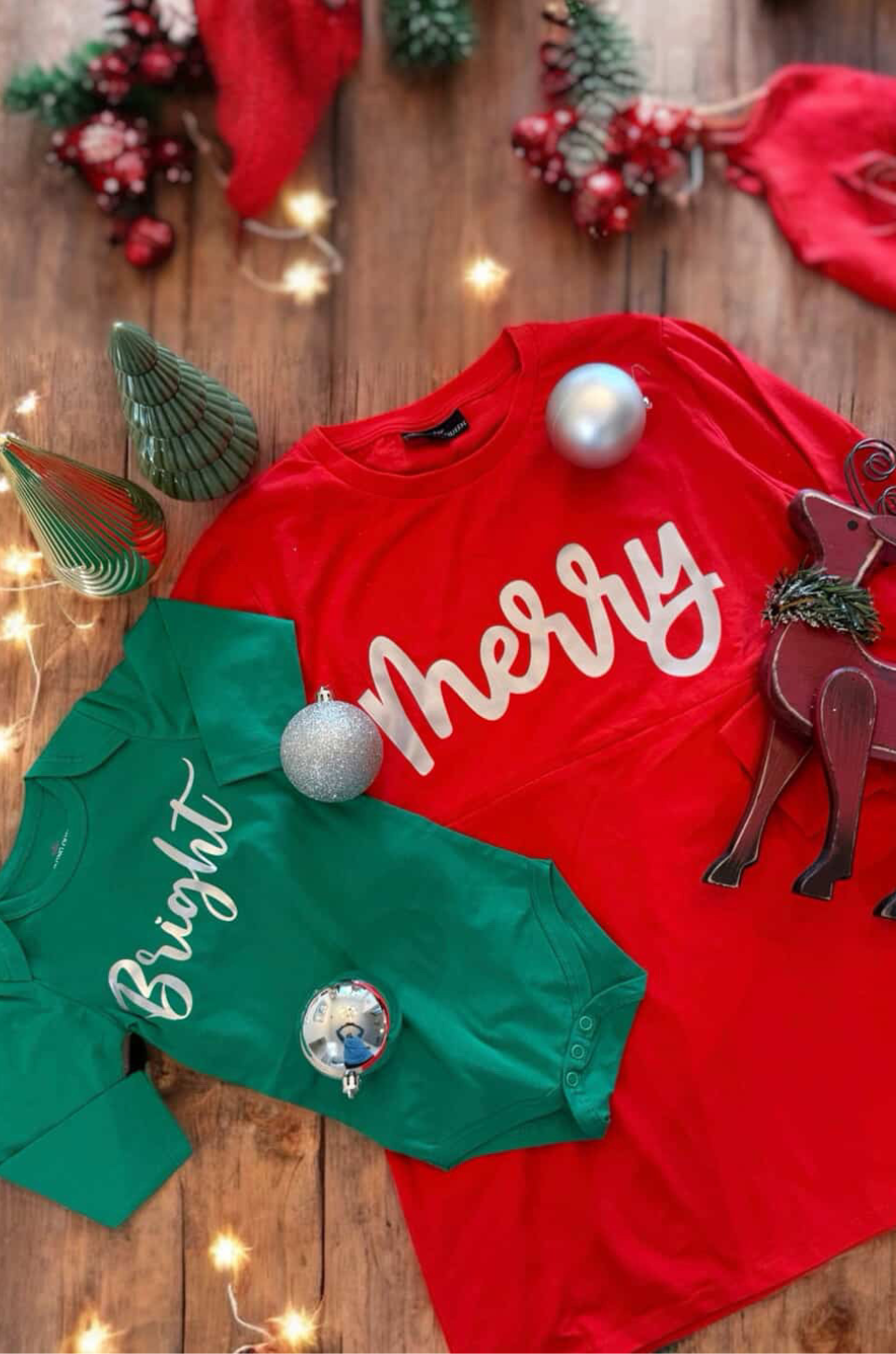 Merry and Bright matching outfits for mom and baby