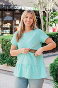 Ruffle tee in mint for breastfeeding