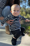 Baby shirt navy stripes to match mom