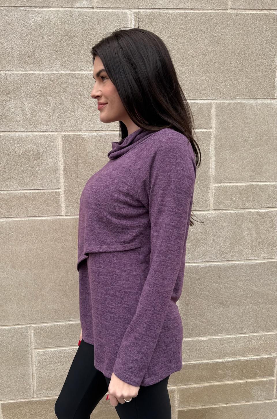 Nursing Sweater With Asymmetrical Flap- Gray main image 0