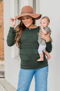 Green Open Knit Nursing Sweater
