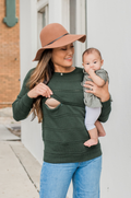 Dark Green Open Knit Nursing Sweater