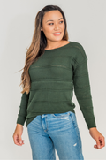 Open knit nursing sweater in green
