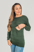 Green open knit nursing sweater