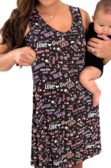 nursing pjs eat local every drop counts baby's barista