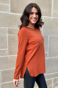 Long Sleeve Nursing Tunic Top - Rust