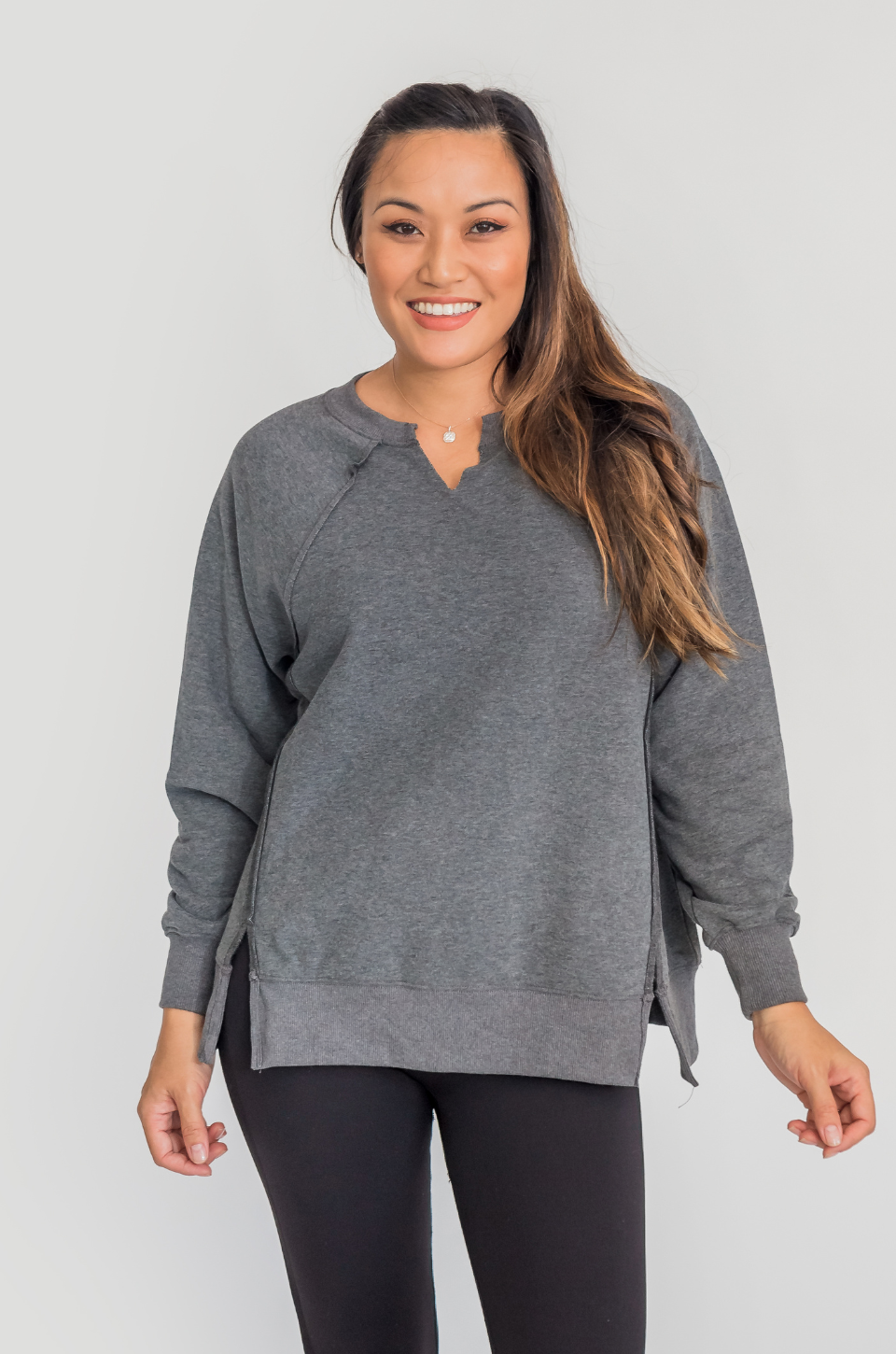 super oversized nursing sweatshirt in dark gray