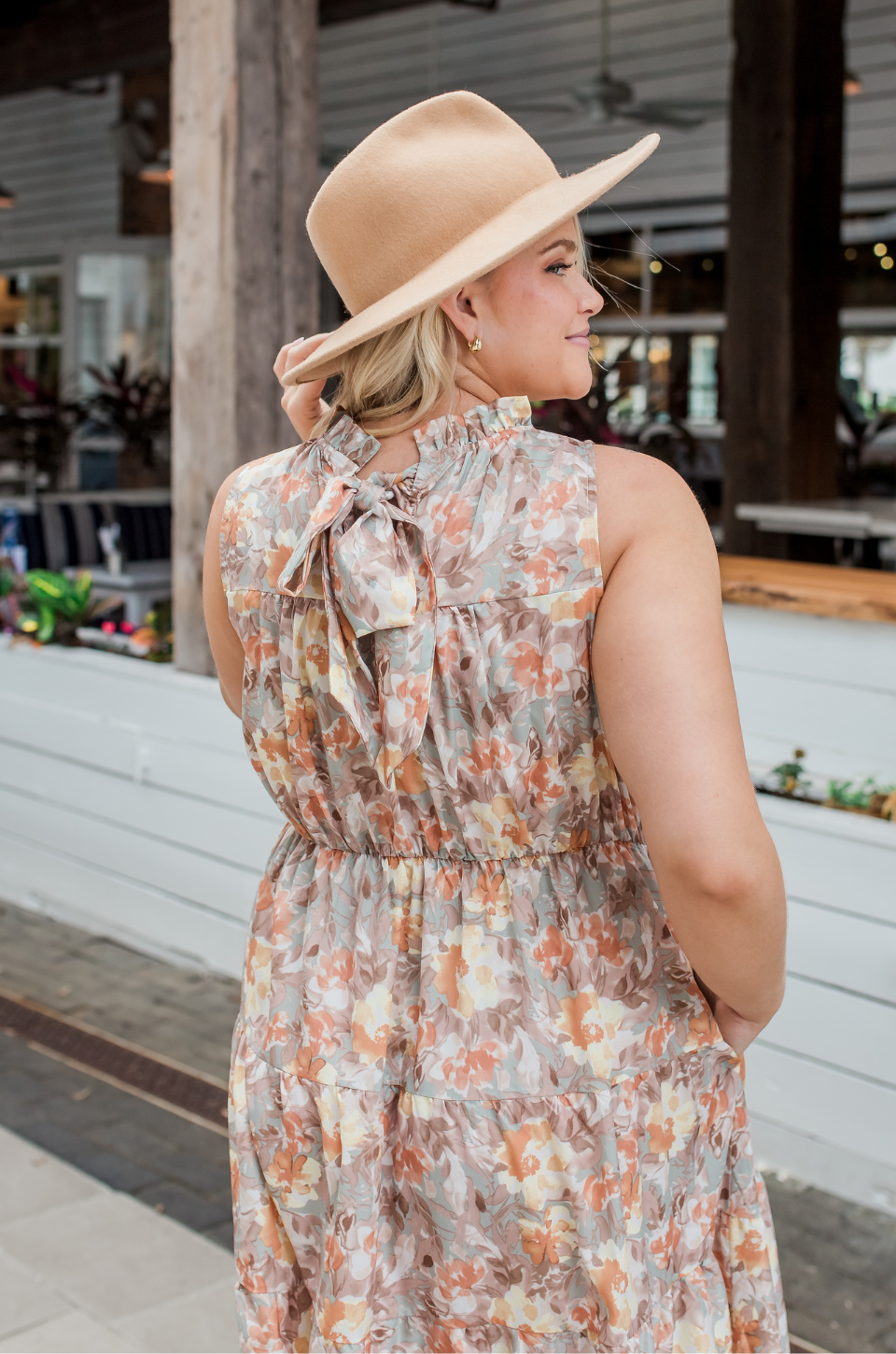 breastfeeding dresses for special occasions Tie Back Bow Nursing Dress - Floral Sunset