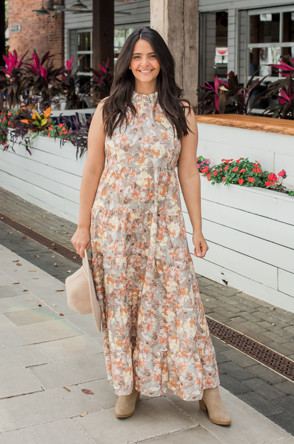 Tie Back Bow Nursing Dress - Floral Sunset