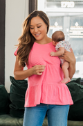 Watermelon ruffle tee with hidden breastfeeding access