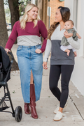 Moms wearing breastfeeding styles for fall and winter
