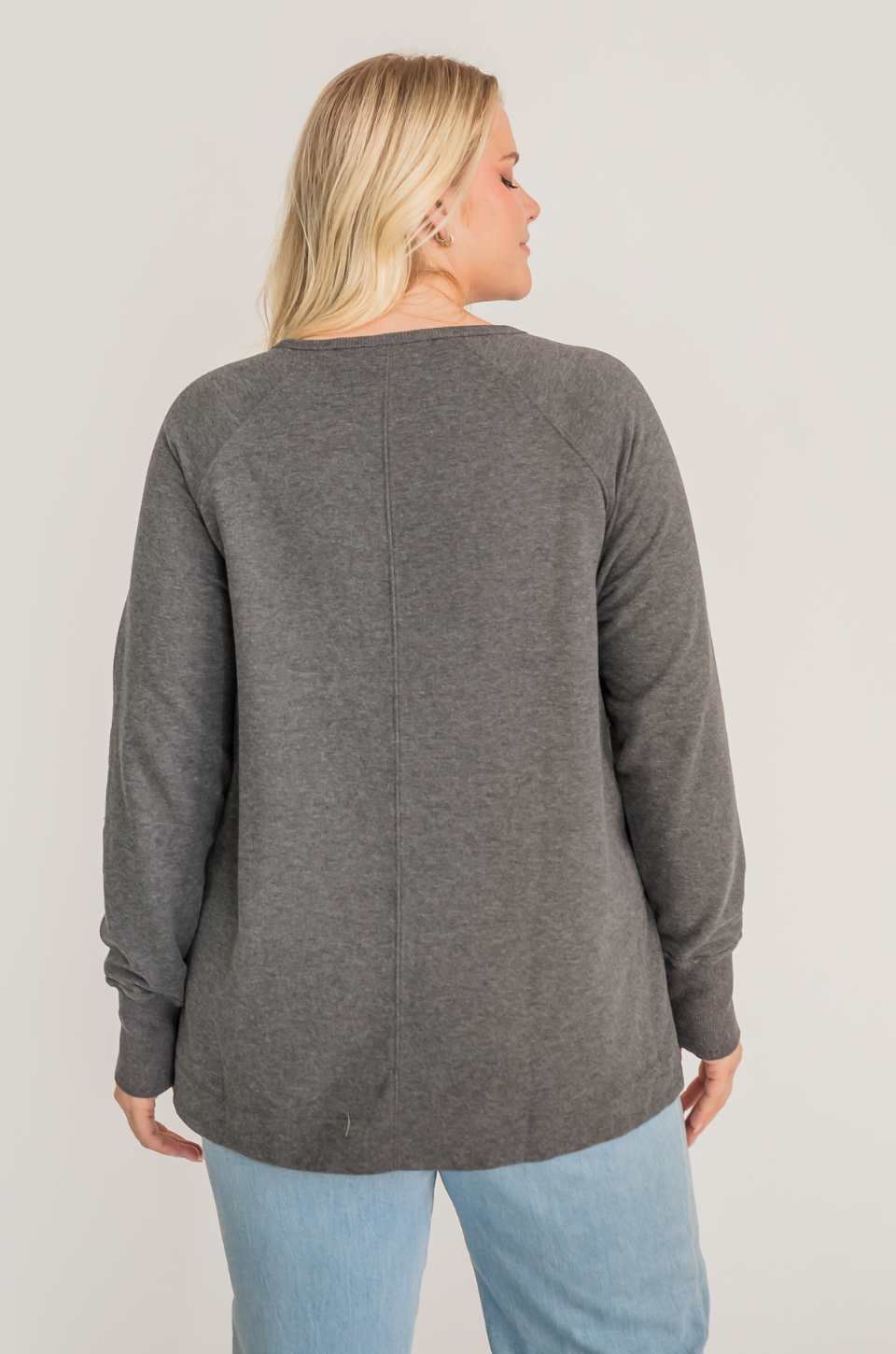 Gray breastfeeding tunic with zipper access