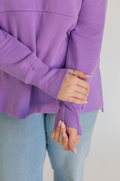 Purple nursing tunic with comfy thumbholes