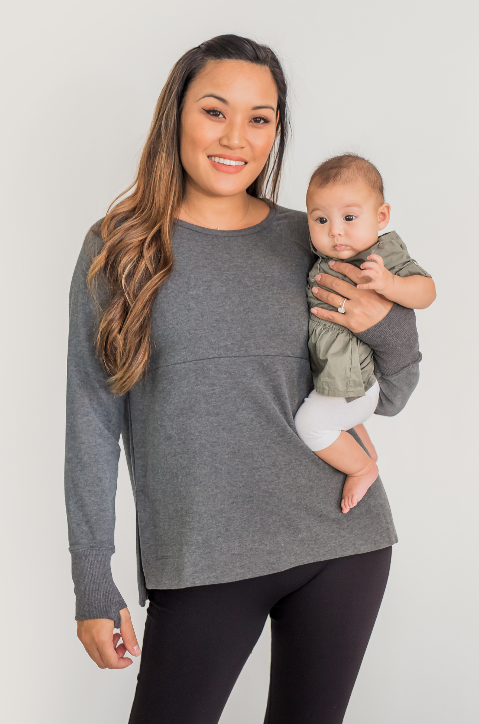 Dark gray yoga nursing tunic