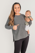 Nursing tunic with hidden breastfeeding access