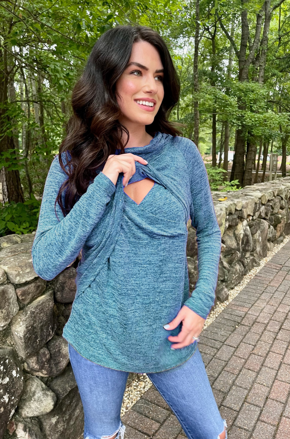 sweater for breastfeeder blue