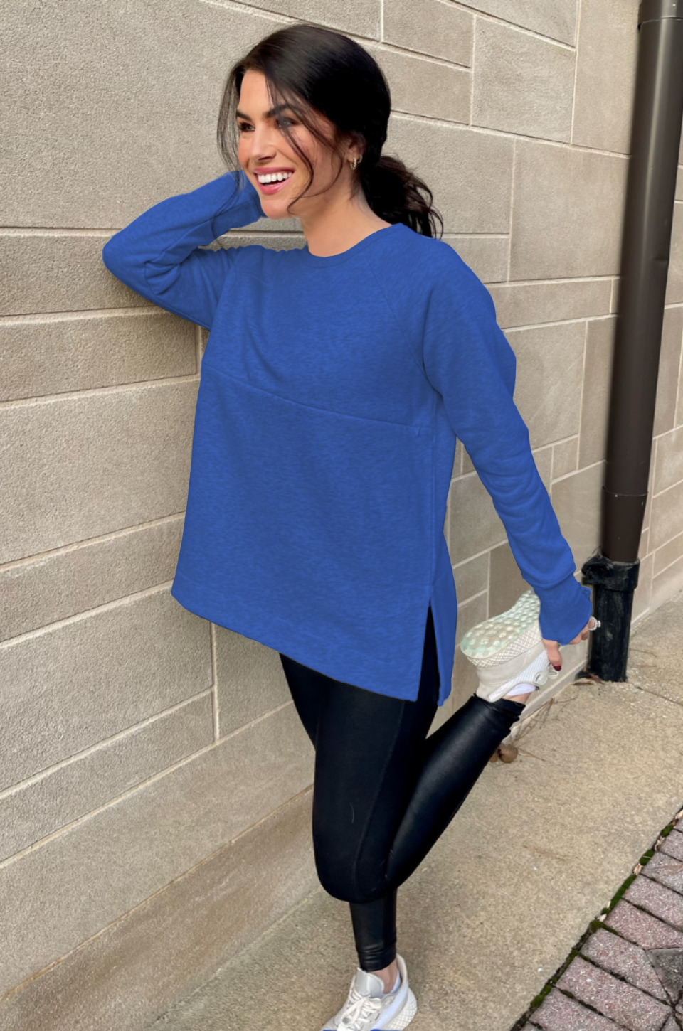 Yoga Nursing Tunic Sweatshirt-  Cobalt Blue