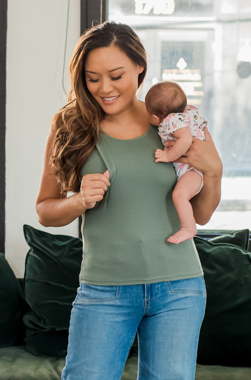 nursing tank with breastfeeding access