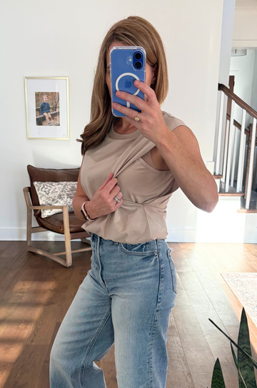 cotton nursing top for breastfeeding tan