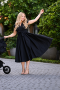black cotton nursing dress for breastfeeding