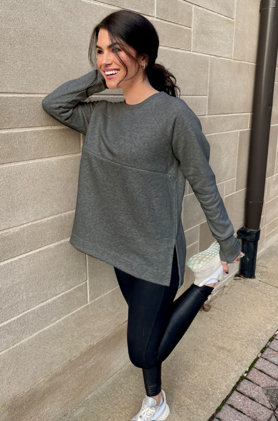 Yoga Nursing Tunic Sweatshirt- Dark Gray