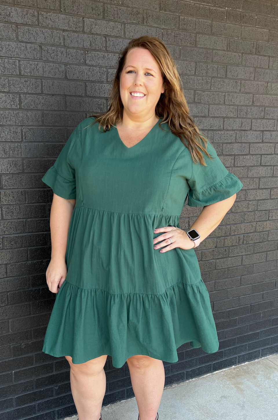 Cotton Nursing Dress With Pockets -Bell Sleeve- Green – Nursing Queen