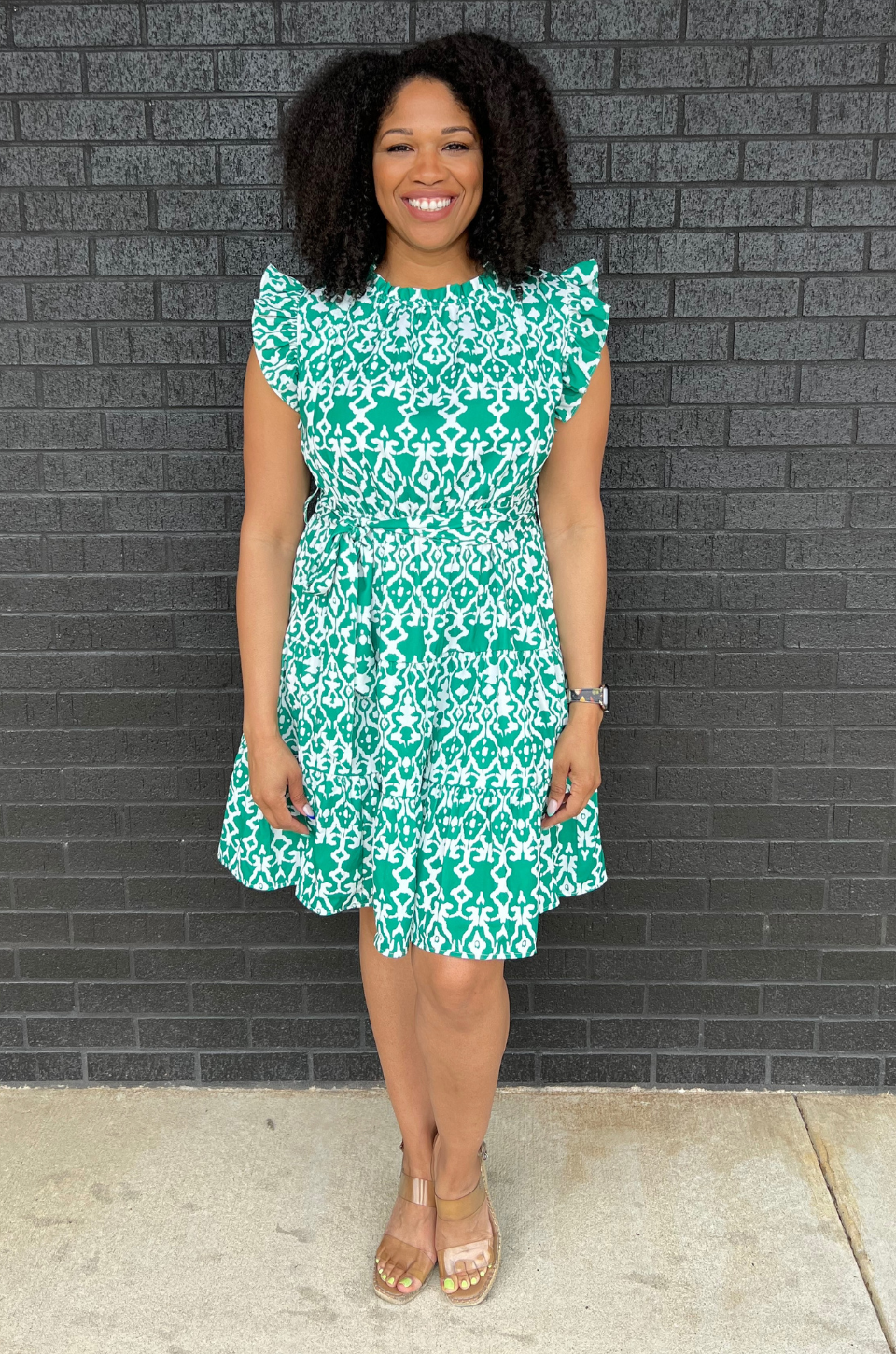 Belted Print Nursing Dress- Green 2.0 | Breastfeeding Clothing | Belted Print Nursing Dress- Green 2.0 | Breastfeeding Clothing |