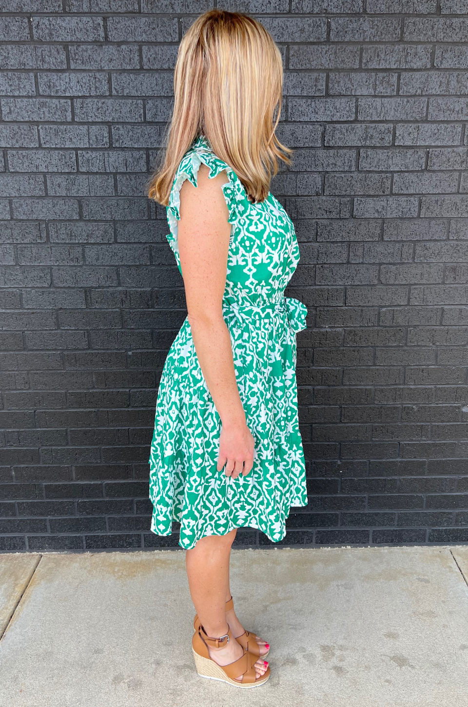 Belted Print Nursing Dress- Green 2.0 | Breastfeeding Clothing | Belted Print Nursing Dress- Green 2.0 | Breastfeeding Clothing |