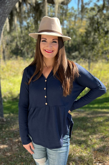 navy waffle tunic 