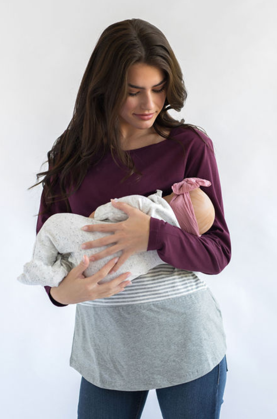 burgundy top for nursing mom
